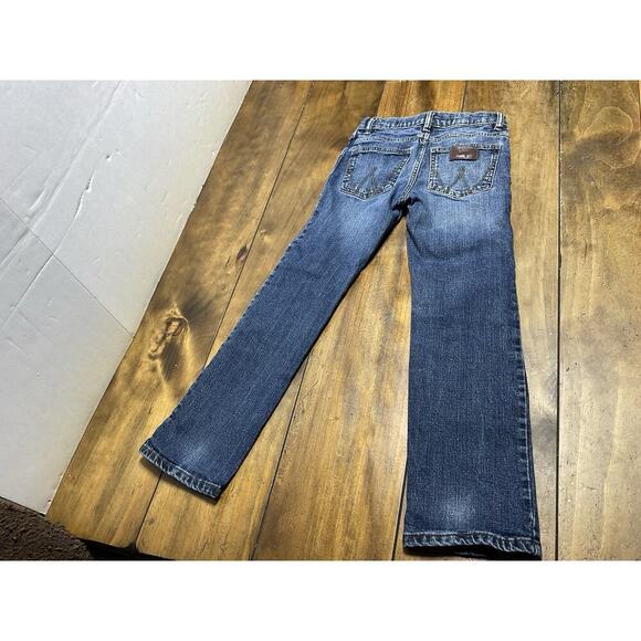 WRANGLER Boys Size 8 Slim Denim Blue Jeans Slim Straight Adjustable Waist Rodeo - Picture 2 of 9
